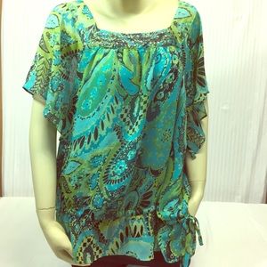 🥳SOLD!!!APT 9 Size 2X Navy Greens Turquoise BowTi